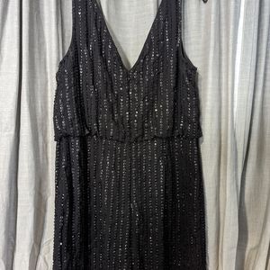 BLACK Adrianna Papell Sequin romper